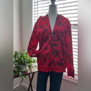 Red Camouflage Zip-Up Hoodie